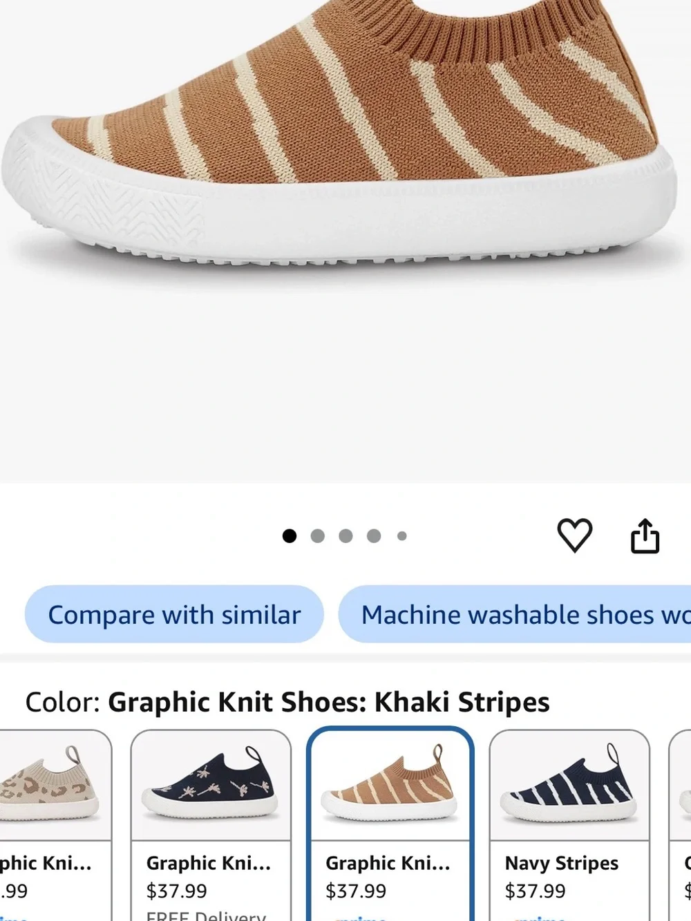 Jan & Jul Toddlers Graphic Knit Slip-On Shoes US 7 Lightweight Machine Washable